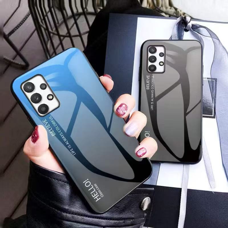 เคสกระจก แบบไล่สี ใช้กับรุ่น Samsung A23 A52 A52S A53 A73 A32 4G A13 4G A42 A32 5G เคสกระจกสี พร้อมจัดส่งทันที่