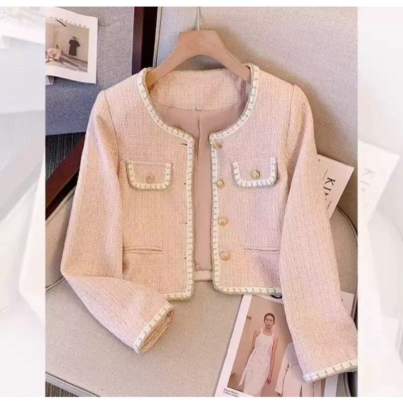 รูปแบบใหม่ มินิมอล สีชมพูอ่อน เสื้อทวิต ใส่ไปทำงาน คาเฟ่ เดท ช้อปปิ้ง ยอดนิยม เสื้อคลุม มีไซส์XS-3XL ทุกรูปร่างใส่สวย พร