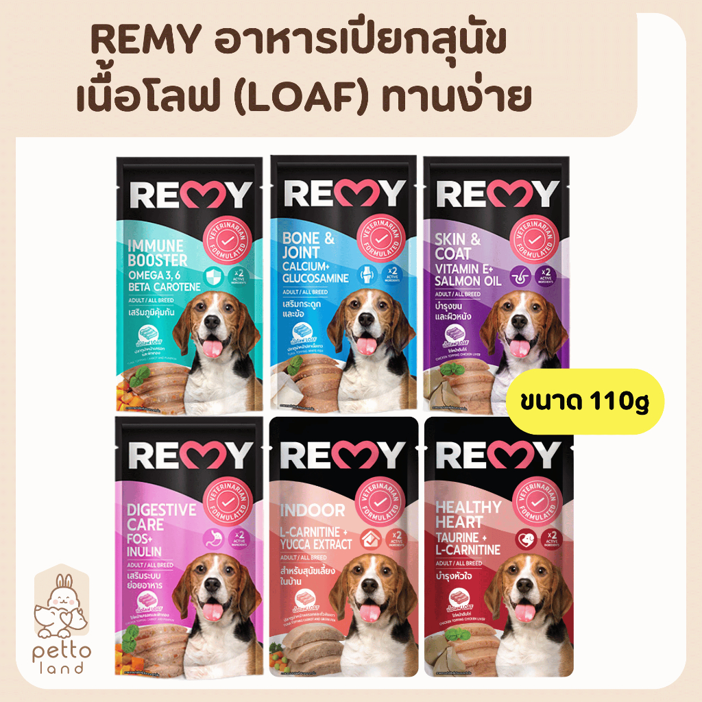 REMY เรมี่ อาหารเปียกสุนัข เนื้อโลฟ (LOAF) ทานง่าย ขนาด 110g