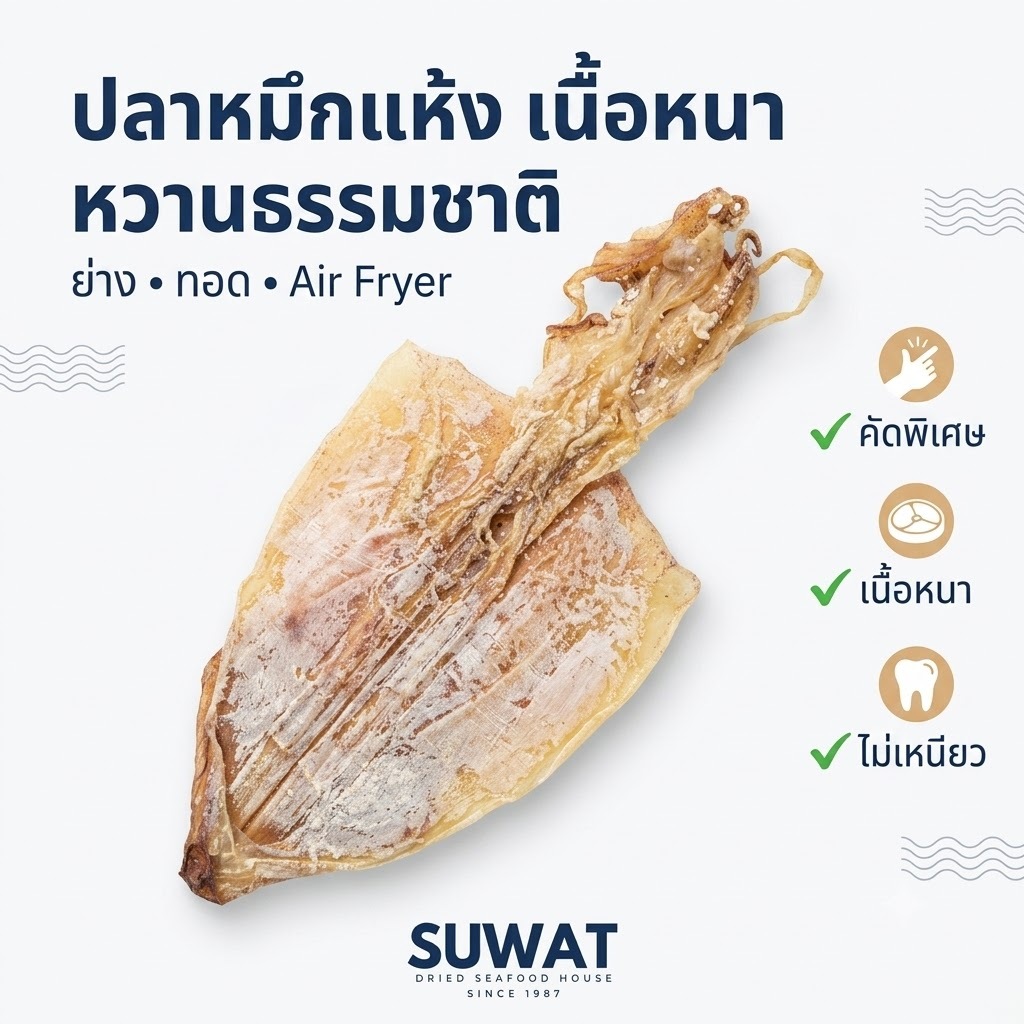 [[สุดคุ้ม]] ปลาหมึกแห้ง หมึกแห้ง หมึกผ่าใบโพธิ์ ไซส์กลาง 3-4 นิ้ว ทอด/ย่าง/บดได้ เนื้อหวาน เนื้อหนา รับประกันความอร่อย