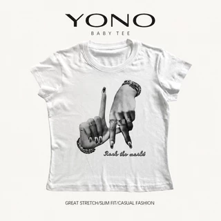 (พร้อมส่ง24ชม.) YONO เสื้อ baby tee ลายปาก “Timeless Art” สไตล์แฟชั่นสายฝอ แหวกแนวไม่ซ้ำใคร