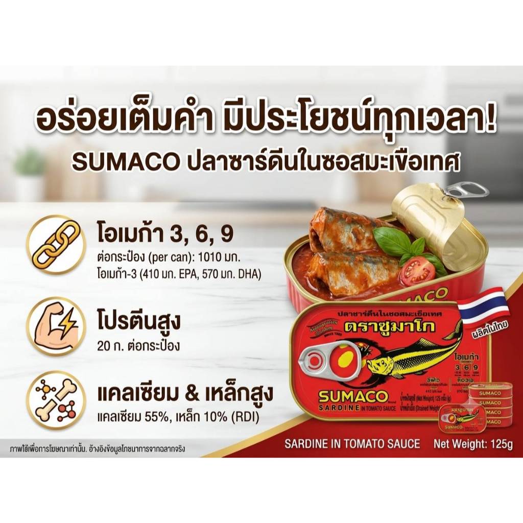 SUMACO ปลาซาร์ดีนในซอสมะเขือเทศ ขนาด 125 กรัม