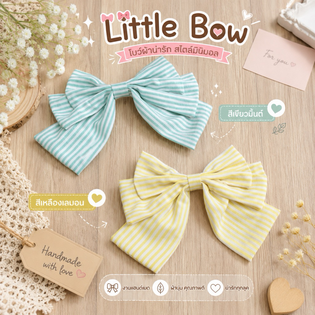 โบว์กิ๊บติดผมสีพาสเทล สายหวานสไตล์เกาหลี 🎀 •BK-TIN HANDMADE•