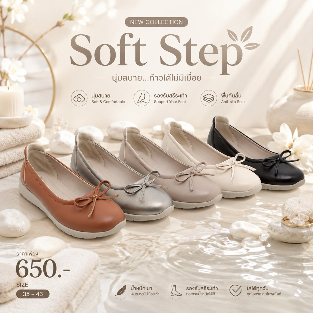 Soft Step รองเท้าเพื่อสุขภาพ รองเท้าที่เข้าใจเท้าคุณ ไม่บีบ ไม่ปวด ไม่เมื่อย