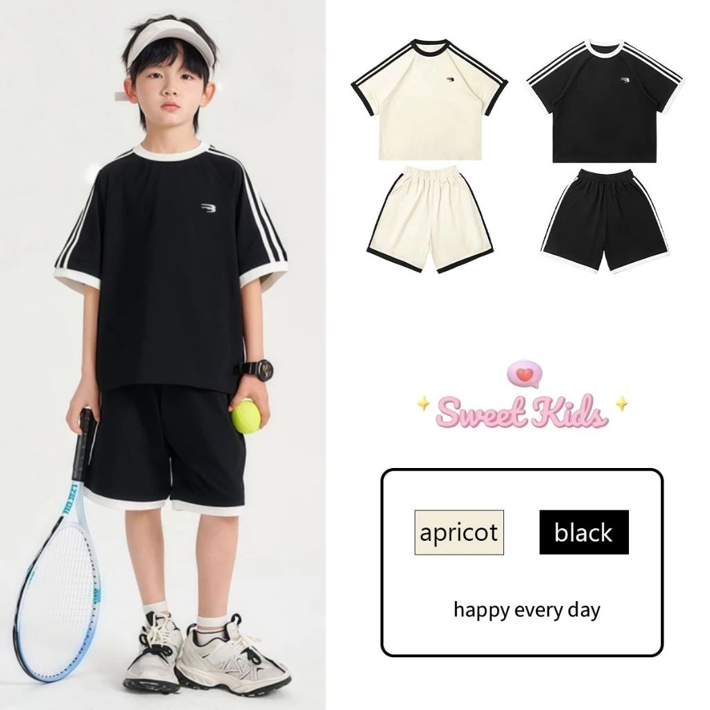 SweetKids พร้อมส่งจากกทม🌸ชุดเซ็ตเด็ก🍓ชุดเซ็ต 2 ชิ้นเด็กผู้ชาย เสื้อยืดกางเกงขาสั้น สไตล์เกาหลี เท่เก๋ เหมาะสำหรับใส่เล่น