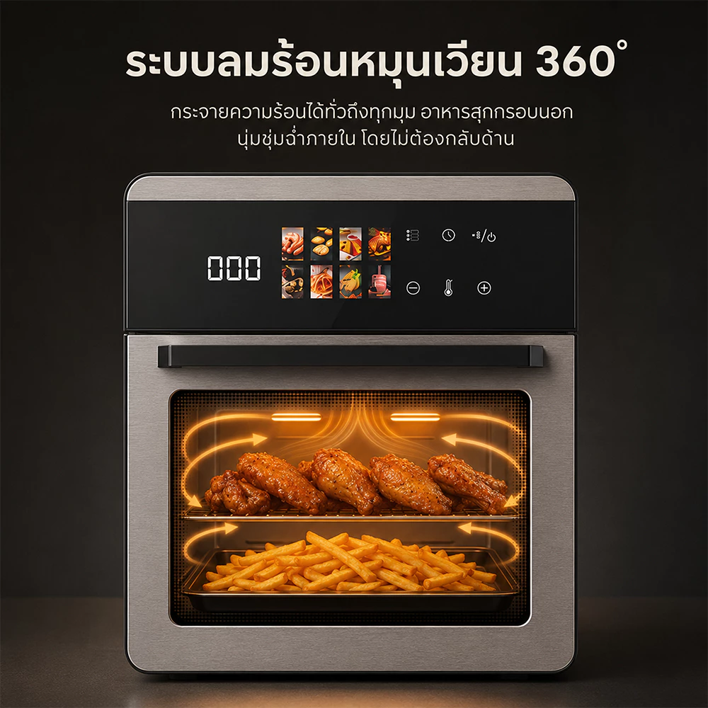 หม้อทอดไร้น้ำมัน 25L หม้ออบลมร้อน Air Fryer Oven อบทอดได้หลายเมนู ใช้น้ำมันน้อย 1700W ทำอาหารง่าย thumbnail 9