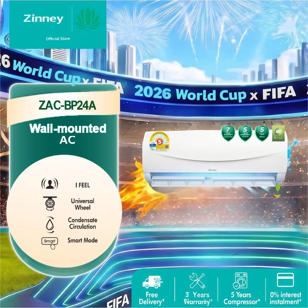 Zinney แอร์ติดผนัง Inverter ขนาด 24,000 BTU รุ่น ZAC-BP24A เครื่องปรับอากาศติดผนัง เย็นเร็ว ทนทาน ประหยัดไฟ