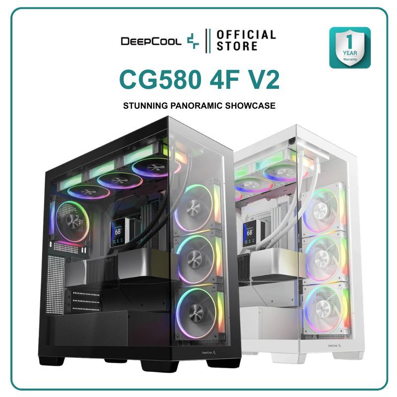 DEEPCOOL - PC CASE ATX CG580 4F V2 BLACK & WHITE รับประกัน 1 ปี