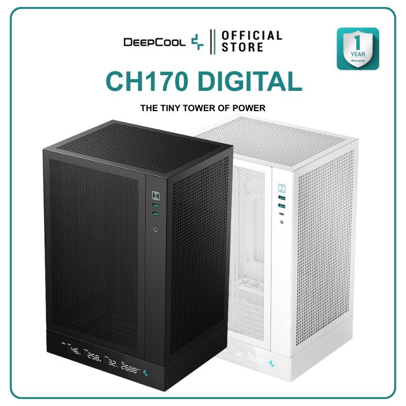 เคสคอมพิวเตอร์ DEEPCOOL - PC CASE MINI ITX CH170 DIGITAL / CH170 DIGITAL WHITE รับประกันสินค้า 1 ปี