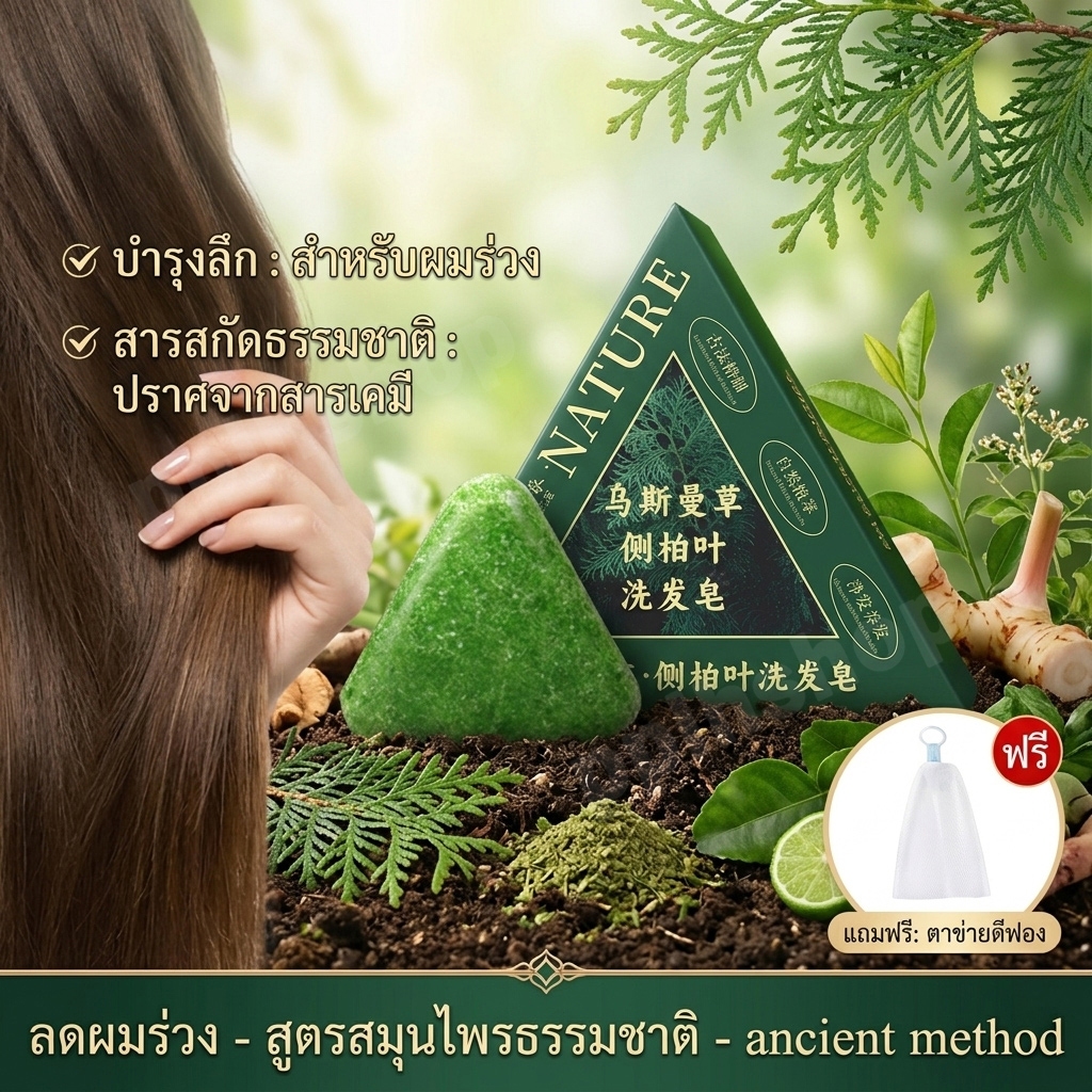 【Usma แท้ 100%】สบู่สระผมอูสมาใบสน แชมพูก้อน 120g ออร์แกนิคเข้มข้น ลดผมร่วง เร่งผมยาวเร็ว ลดผมหงอก ฟื้นฟูรากผมผมดกดำ