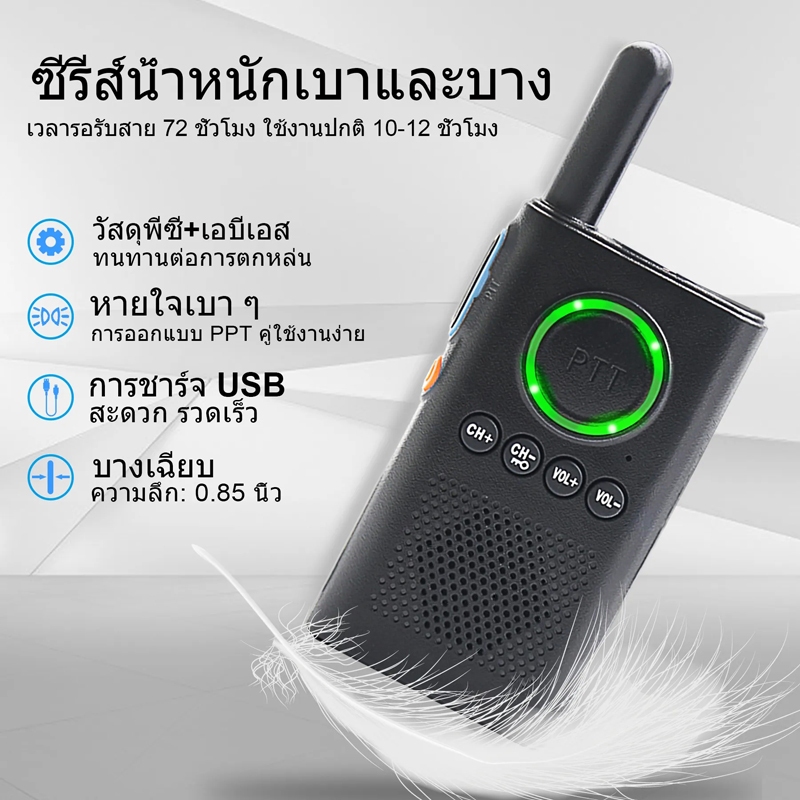 เครื่องส่งรับวิทยุขนาดเล็กแบบไร้สาย，เสียงชัด HD สำหรับกลางแจ้ง ร้านค้า ไซต์งาน