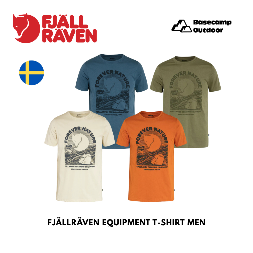 เสื้อยืด Fjallraven Equipment T-shirt Men ใส่สบายด้วยผ้าฝ้ายออร์แกนิคผสมโพลีเอสเตอร์รีไซเคิลมีน้ำหนักเบาและแห้งเร็ว
