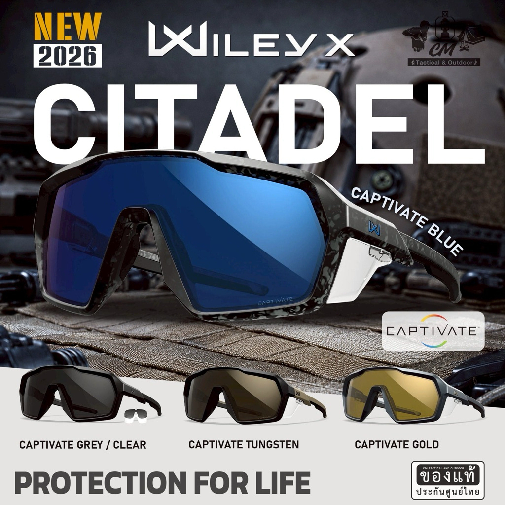 รุ่นใหม่ล่าสุด ‼️แว่นกันสะเก็ด Wiley X Citadel Tactical Sunglasses ได้รับมาตรฐาน ANSI Z87.1+  MIL-PRF-32432A