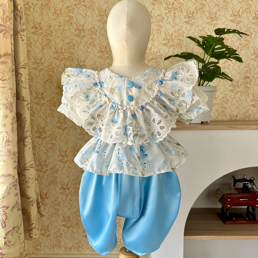 ชุดไทยเด็กหญิง คอตตอนปัก รุ่นอกระบาย งานมีซับใน