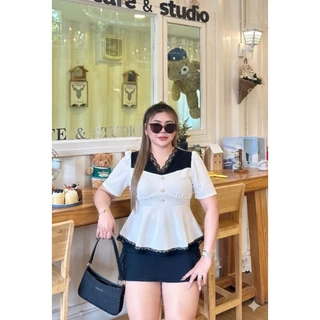 🆕เสื้อชายระบายเป็นงานผ้ายืดวูลเวฟ เนื้อผ้านิ่มใส่สบาย ไม่ร้อน ชุดเข้ารูปเป๊ะมากค่ะ
