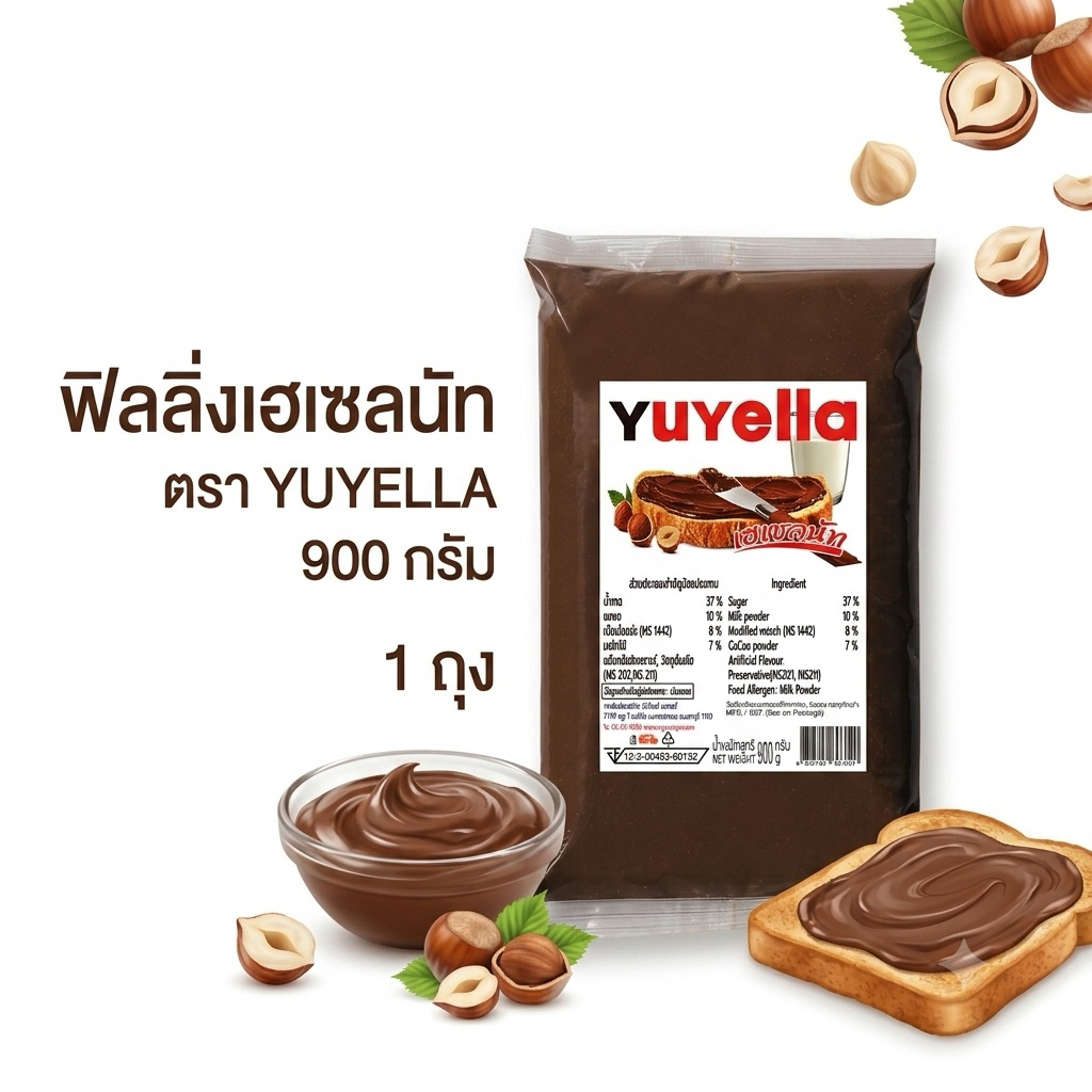 ฟิลลิ่งเฮเซลนัท ตรา YUYELLA 900 กรัม 1 ถุง