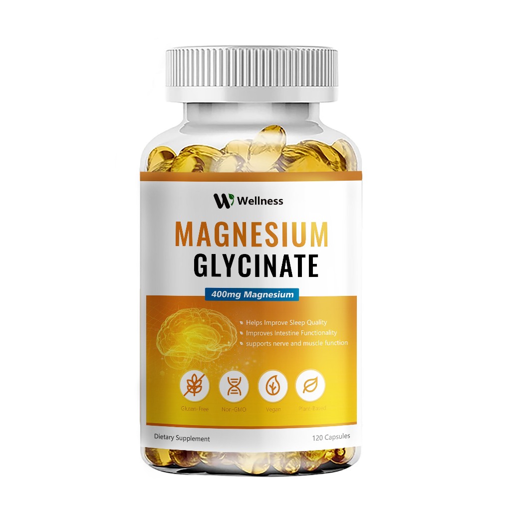 Wellness Magnesium Glycinate อาหารเสริมแร่ธาตุ 400 มก สุขภาพหัวใจและระบบภูมิคุ้มกัน