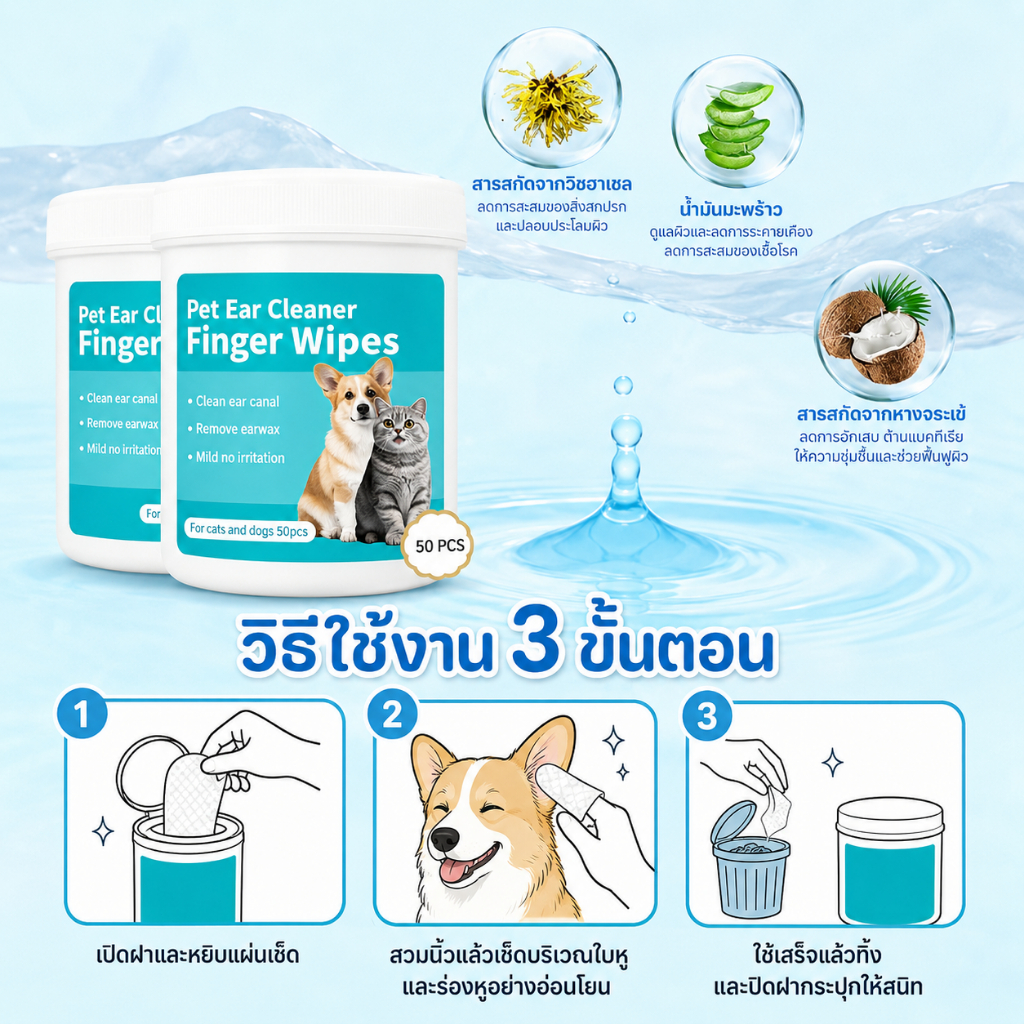 PETWELL แผ่นเปียกเช็ดทำความสะอาดสัตว์เลี้ยง รูปที่ 6