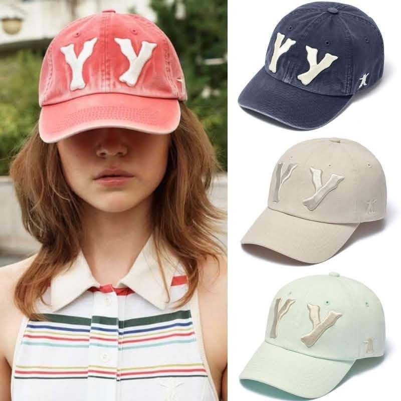 หมวกแก๊ป6-Pane ผ้าฟอกสี รุ่น YY Heart Bone Ball Cap