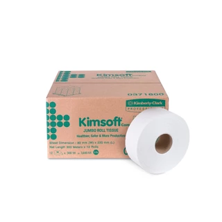 03718 กระดาษชำระม้วนใหญ่ KIMSOFT COMPACT JRT 2 PLY (1 หีบ /12 ม้วน)