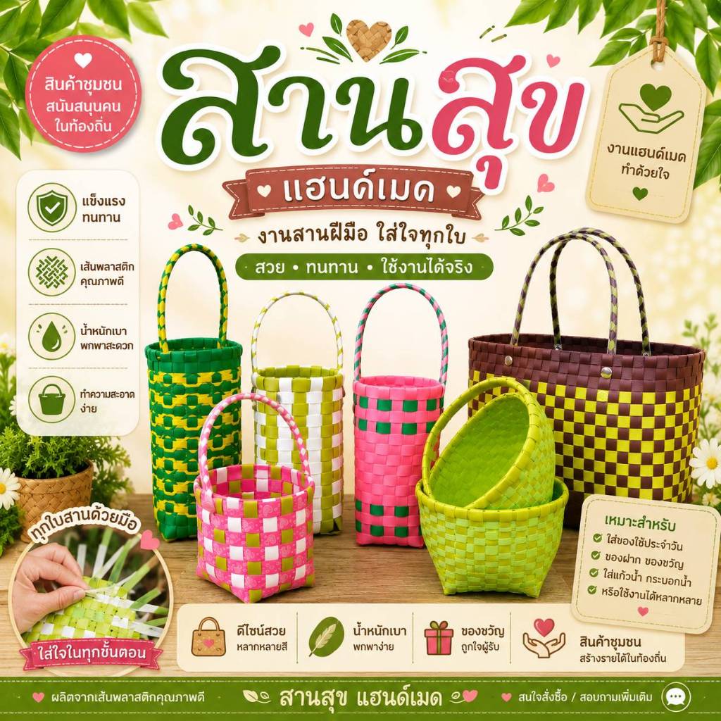 กระเป๋าสานเส้นพลาสติก กระเป๋าสาน สีพาสเทลไซร์มินิ🌈🌈