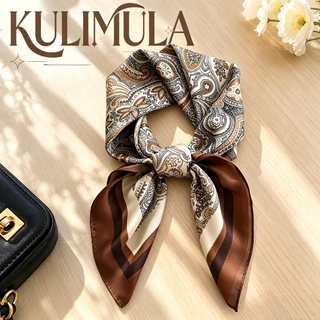 KULIMULA ผ้าพันคอไหม ลายดอกสวย ใช้เป็นผ้าคาดผมหรือผูกกระเป๋าได้หลายแบบ ลุคเรียบหรูสไตล์วินเทจ YD65