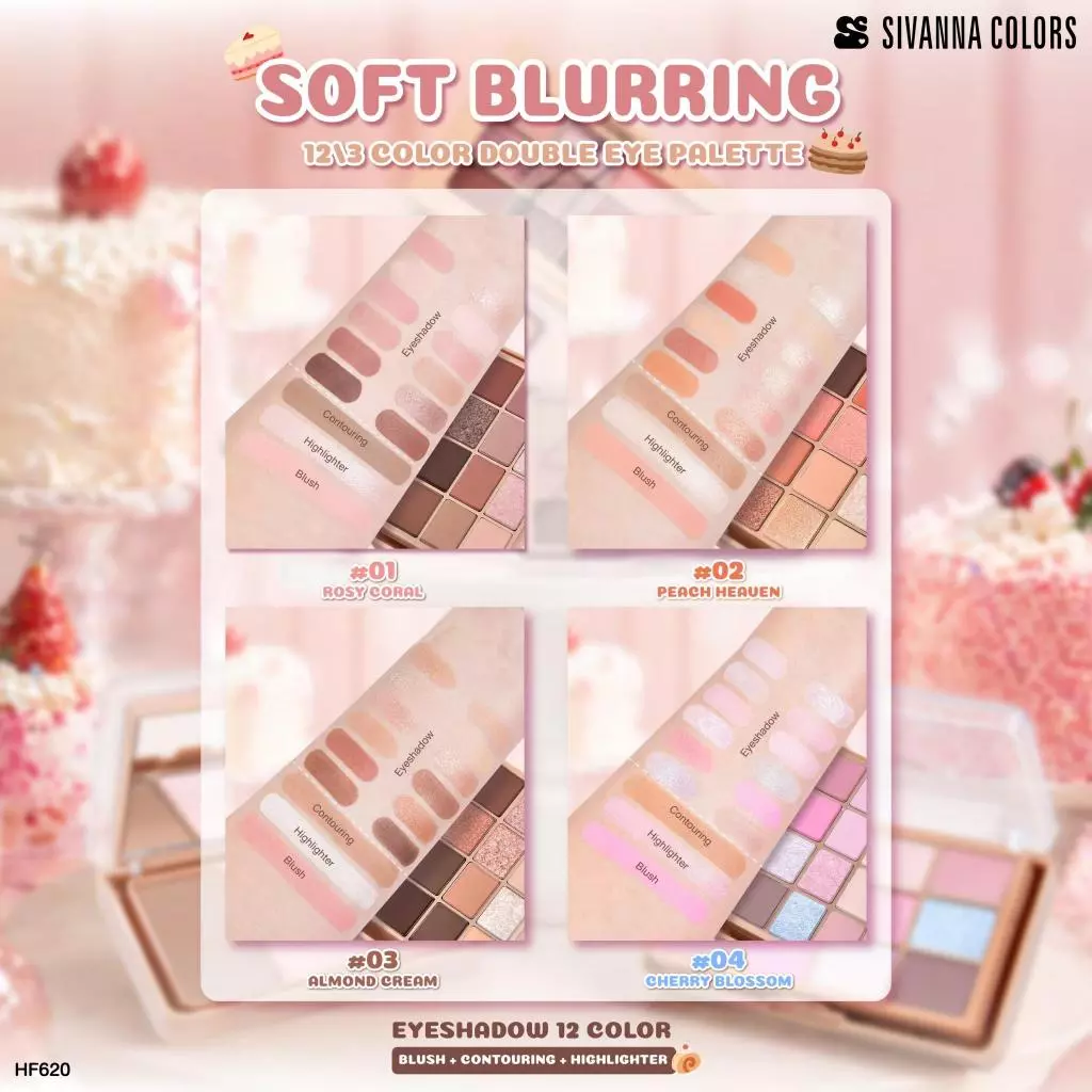 Sivanna Colors SOFT BLURRING 12/3 COLOR DOUBLE EYE PALETTE :HF620 | เมคอัพเซต อายแชโดว์ 12 เฉดสี บลัชออน คอนทัวร์ ไฮไลท์ thumbnail 9