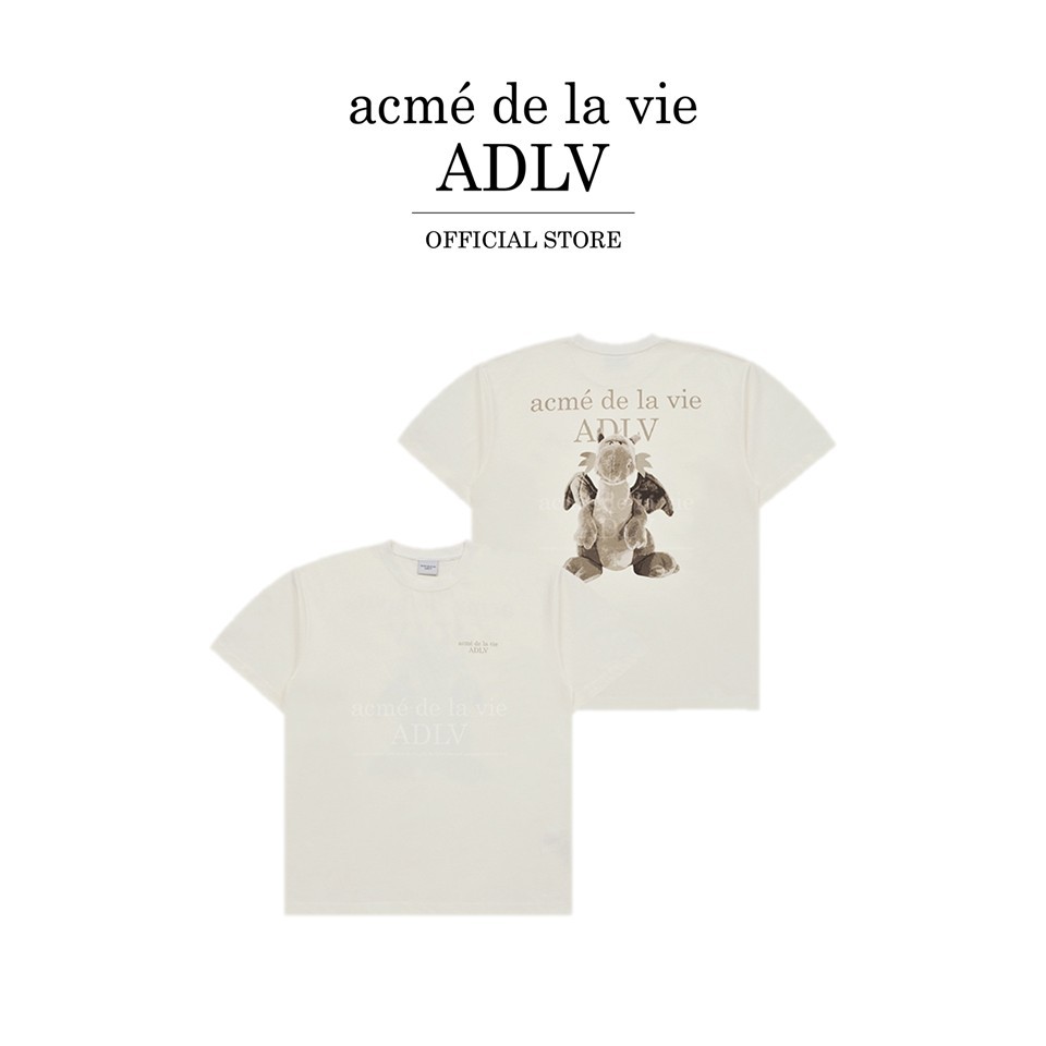ADLV [acme de la vie] เสื้อยืด Oversize รุ่น Fuzzy Dragon Artwork Short Sleeve T-Shirt Cream (50171SDGSSU_F3CMXX)