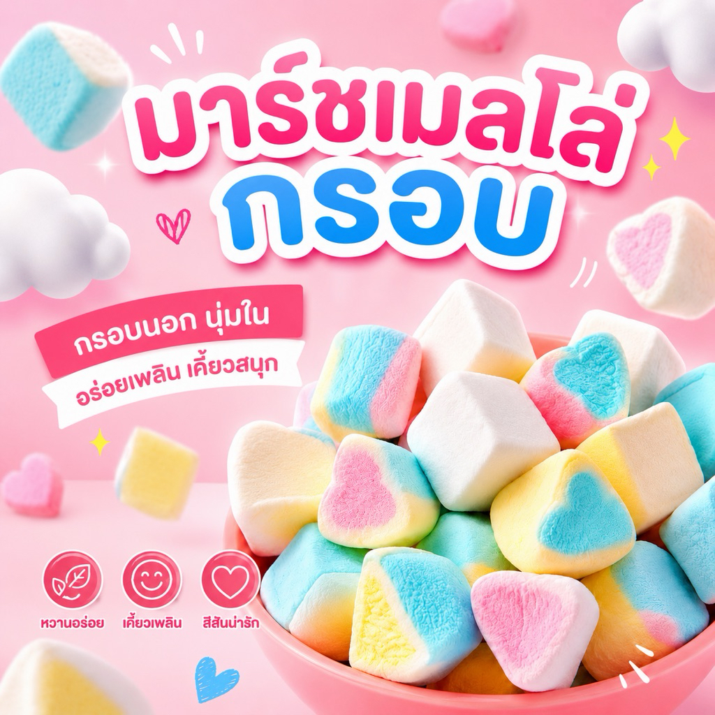 มาร์ชเมลโล่กรอบ Marshmelloฟรีซดราย