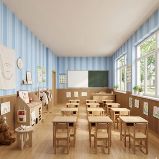 (ส่งทันที) Wall Kip วอลเปเปอร์ ติดผนัง สติ๊กเกอร์ โทนชมพู ลายทาง กาวในตัว ติดง่าย