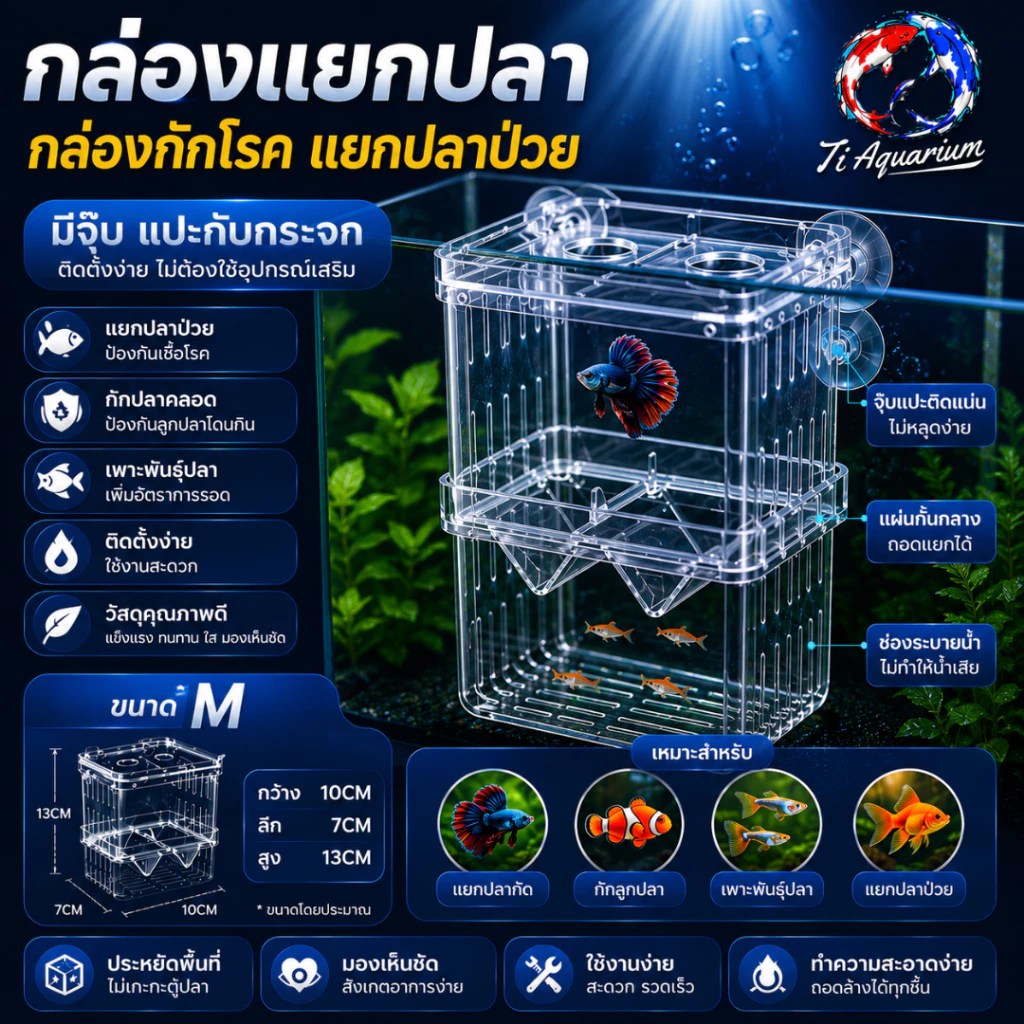 กล่องแยกปลา ติดกระจกตู้ปลา แบบจุ๊บยาง thumbnail 4