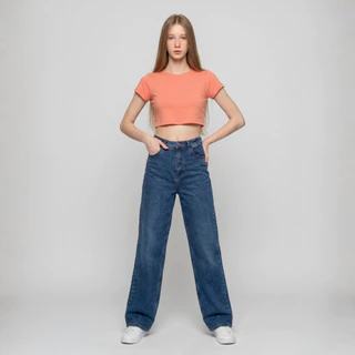 DAVIE JONES WOMEN [BE FEARLESS] เสื้อยืดผู้หญิง Basic Crop T-Shirt สีดำ กรม โอรส ม่วง BA0014