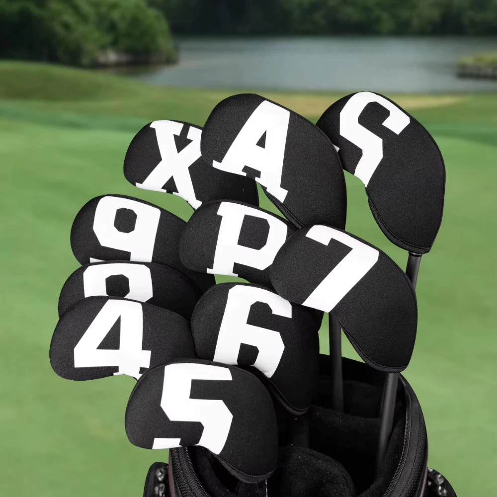 GOLF IRON COVER หัวกอล์ฟเหล็กเซ็ทคลุมเตียง4/5/6/7/8/9/A/P/S/X 10PCS Headcovers Iron Club ที่คลุมหัวไม้กอล์ฟเหล็กกันน้ำ