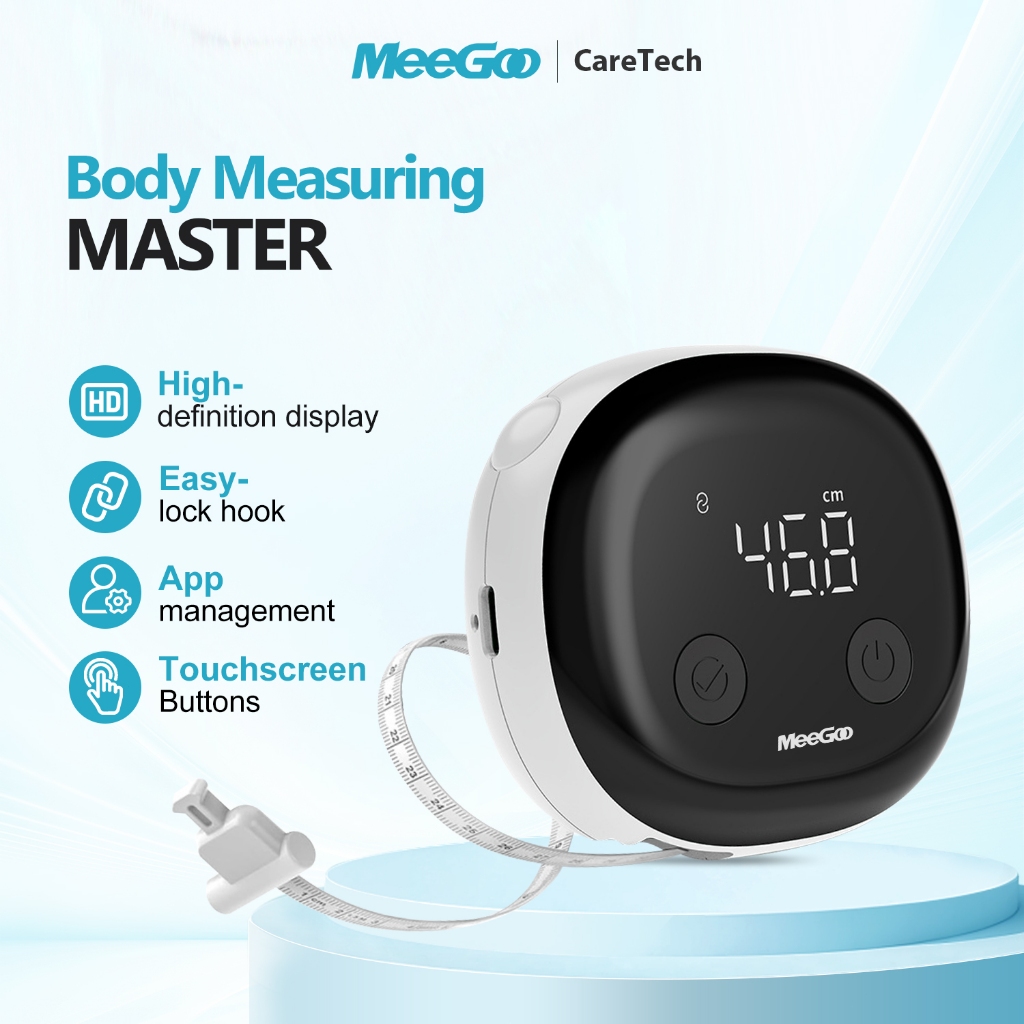MeeGoo Smart Bluetooth Measuring Tape Fitdays+ APP เทปวัดร่างกายพกพา BLE 5.0 ชาร์จ Type-C หน้าจอ LED รองรับหลายผู้ใช้