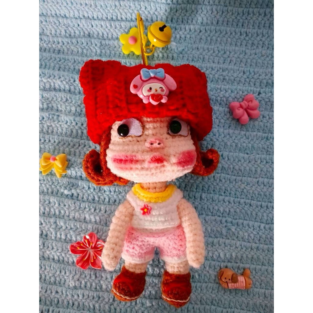 ตุ๊กตาหน้าบูด ตุ๊กตาหน้าบึ้ง งานถักฝีมือ แต่งหน้าเองได้