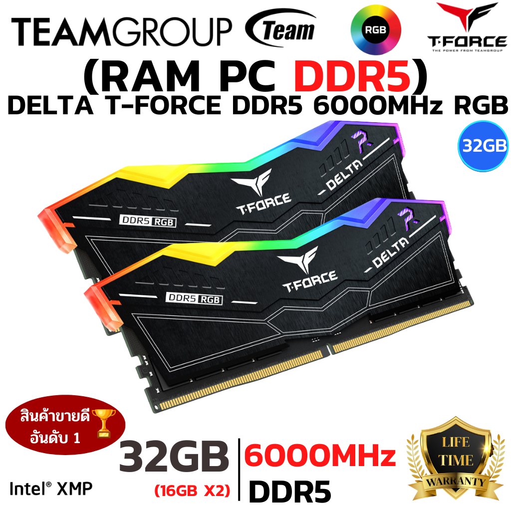 RAM DDR5 6000MHz 32GB (16GBX2) TEAM DELTA RGB BLACK