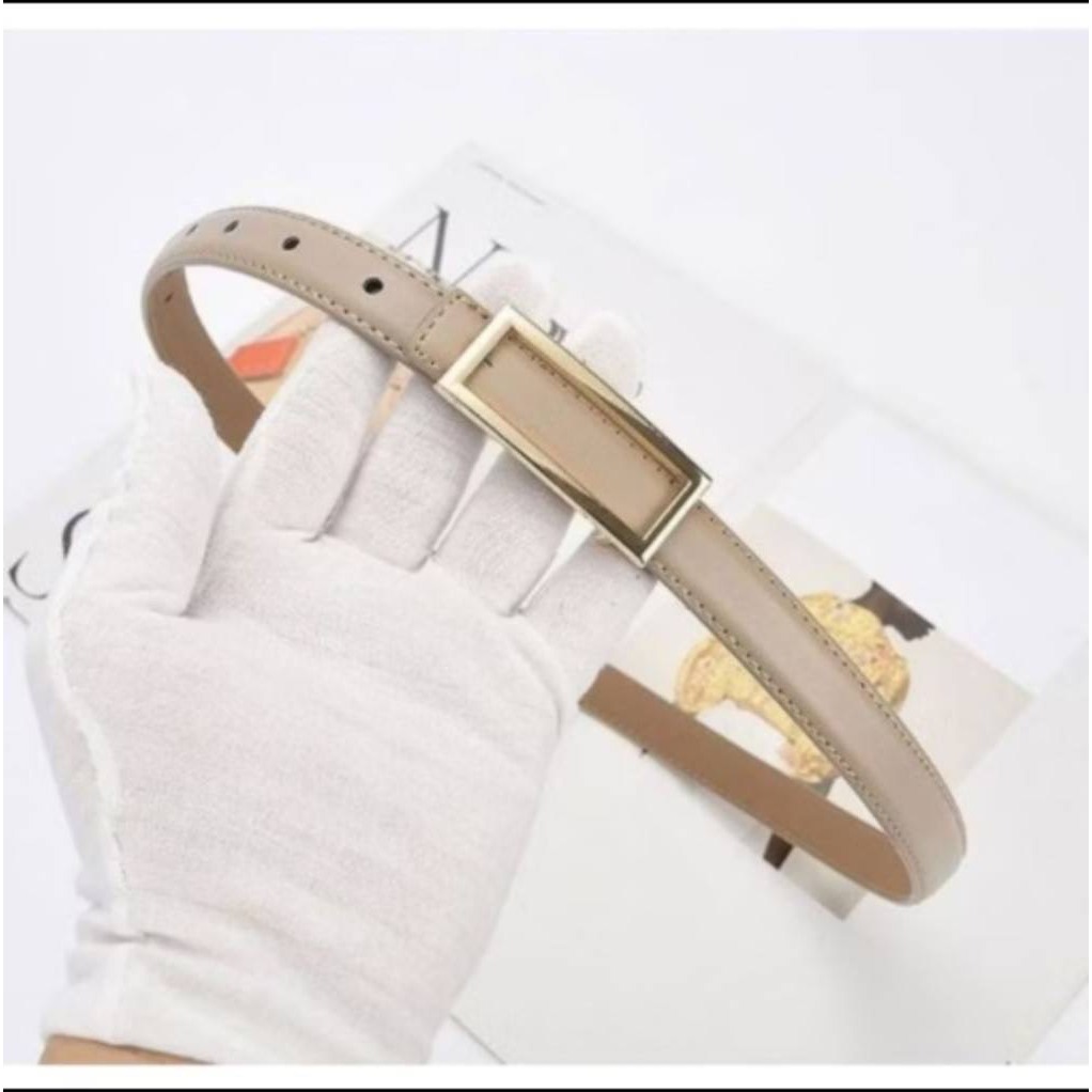 LK531 เข็มขัดหนังผู้หญิงหัวกรอบสีทอง รุ่น Slim Elegant รูปที่ 6