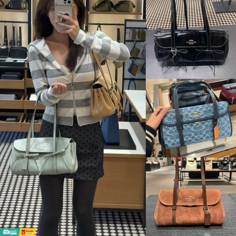 แท้​ 💯% COACH Flap With Bowsfany Shoulder Bag รุ่นใหม่ หนังแท้ กระเป๋าที่ถือก็ได้ สะพายข้างก็ได้