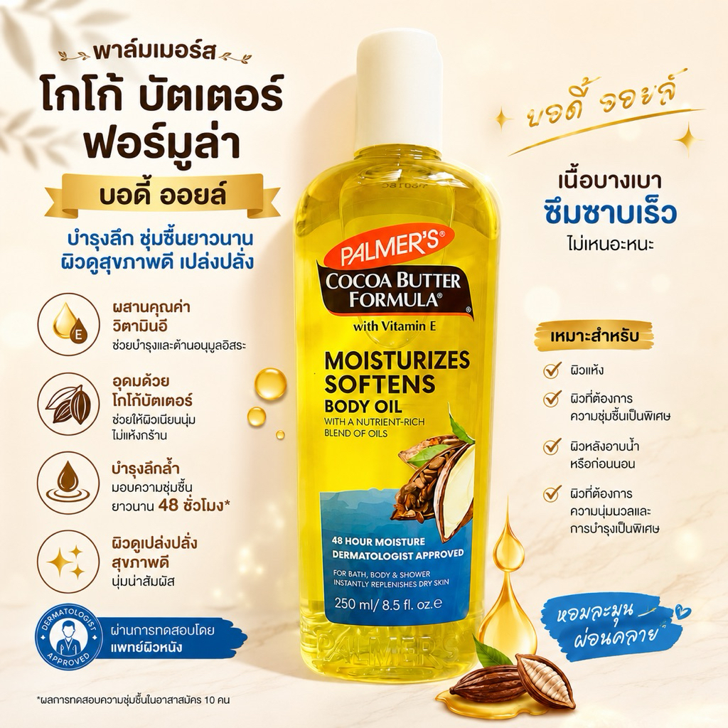 Palmer's Cocoa Butter Formula Moisturizing Body Oil ขนาด 250​ ml. Exp.12/2027