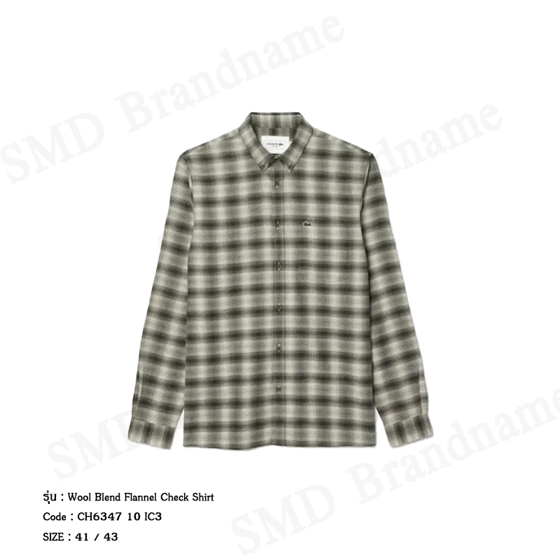 Lacoste เสื้อเชิ้ตแขนยาวผู้ชาย รุ่น Wool Blend Flannel Check Shirt Code: CH6347 10 IC3