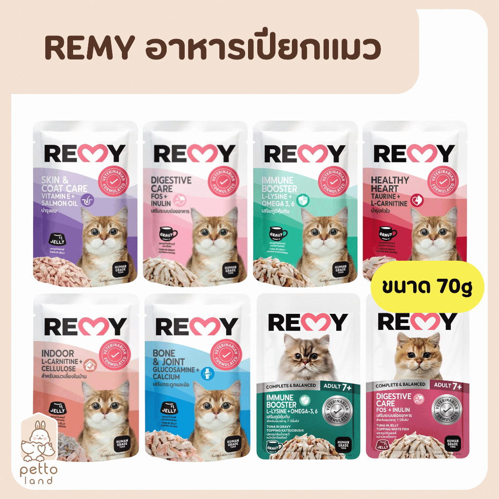 REMY Cat Pouch (ซอง) เรมี่ อาหารเปียกแมว ขนาด 70g