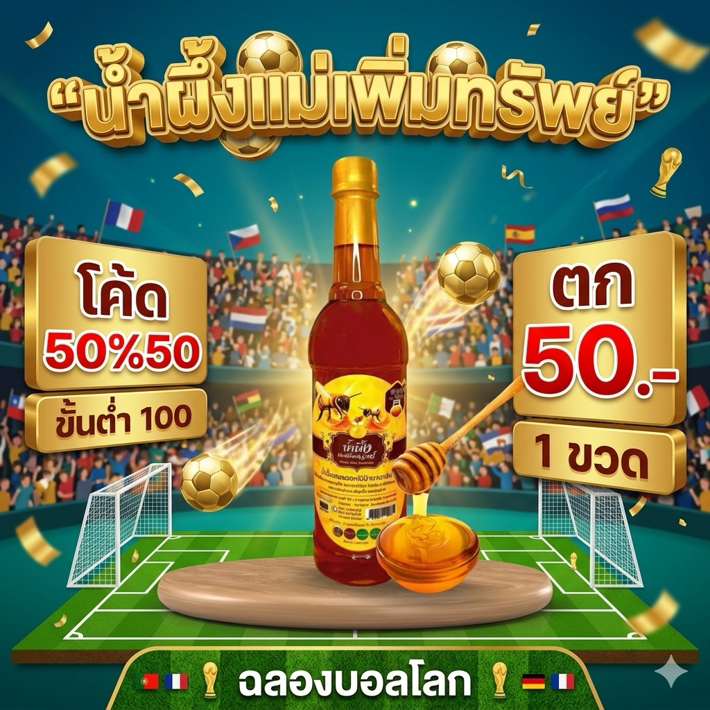 (1ขวดน้ำผึ้ง) ⚽️บอลโลก 50%50⚽️ น้ำผึ้งแม่เพิ่มทรัพย์ หวาน อร่อย