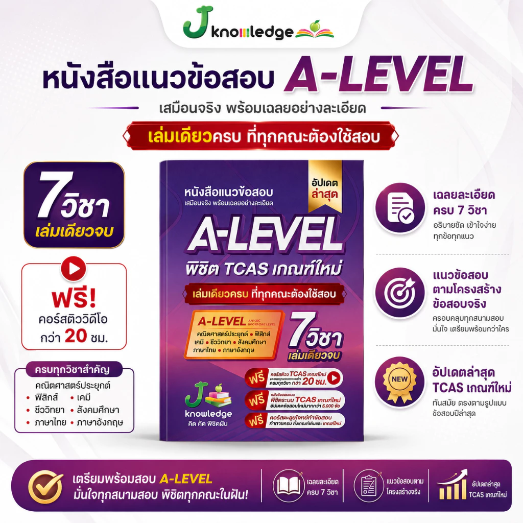 หนังสือเตรียมสอบ A-Level พิชิต TCAS69-70-71 ม.ปลาย เกณฑ์ใหม่ สสวท.ฟรีคอร์สติว 20 ชม. [ส่งฟรี]