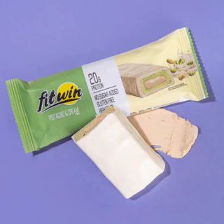 ฟิตวิน โปรตีนบาร์เคลือบช็อกโกแลต : กลิ่นรสครีมพิสตาชิโอ FitWin Protein Bar - Pistachio & Cream Flavour