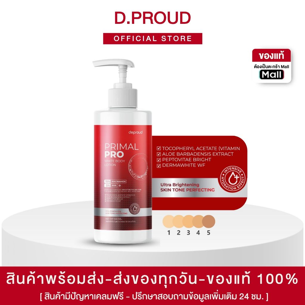 Deproud PRIMAL PRO WHITE BODY LOTION  ไพร์มอล โปร ไวท์ บอดี้ โลชั่น บำรุงผิวกาย ช่วยให้ผิวกระจ่างใส ( ตะกร้าไลฟ์ )