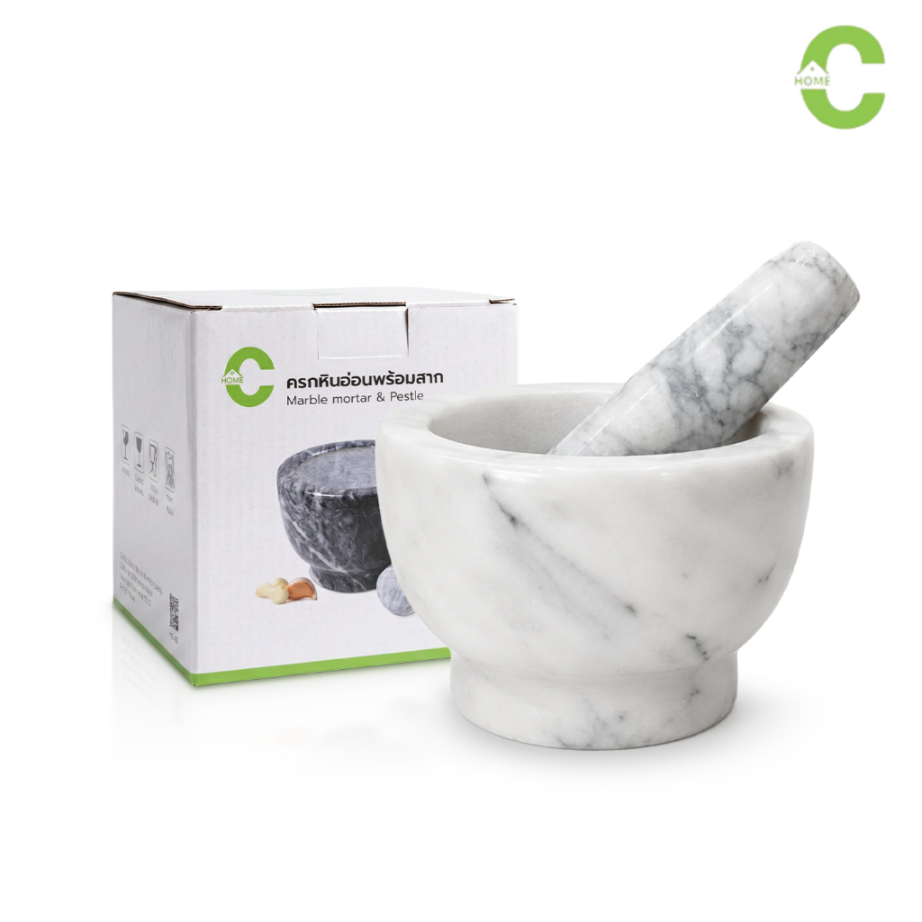 ครกหิน ครกหินแกรนิต ครกตำส้มตำ marble mortar 10.5x8ซม. หินแกรนิตแท้ หลุมลึก simple mortar