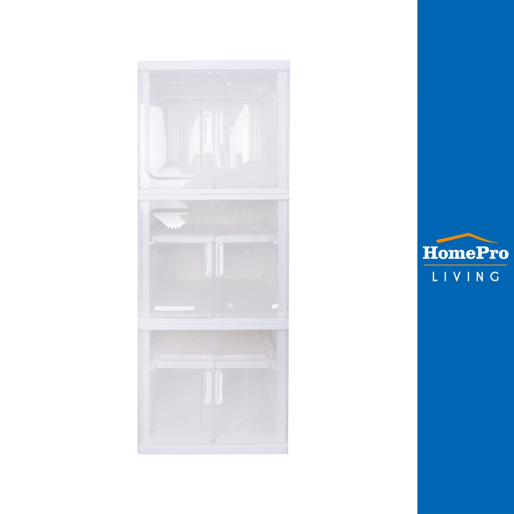 STACKO ตู้บานเปิด 3 ชั้น STACKO SNOWY 60x55x173.5 ซม. สีขาว จัดส่งโดย HomePro