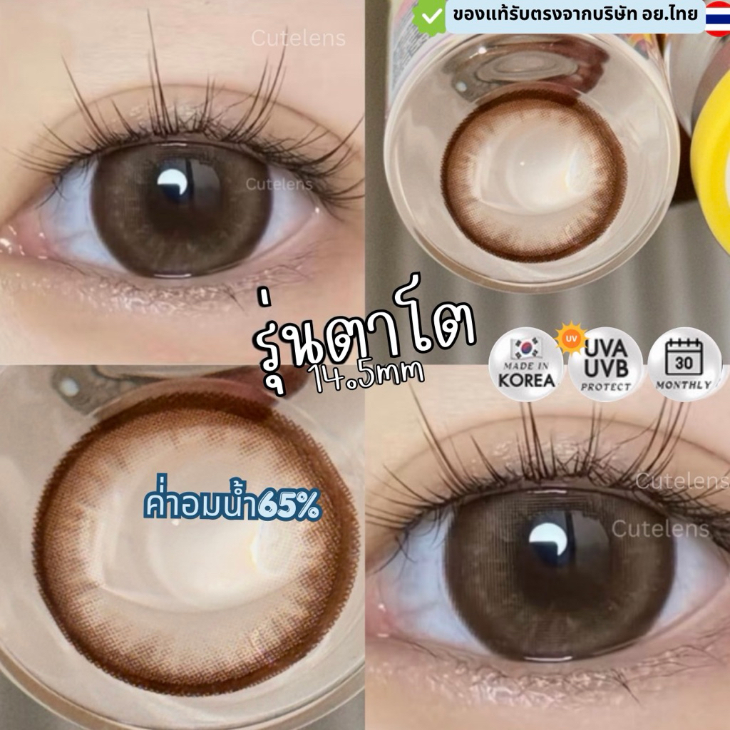 ✨กิระนา  Brown ขนาดตาโต (Bigeyes) สายตาปกติ สายตาสั้น ☀️กรองแสง uv เลนส์แท้จดทะเบียนถูกต้อง ผ่านอย.ไทย ✔️รพ