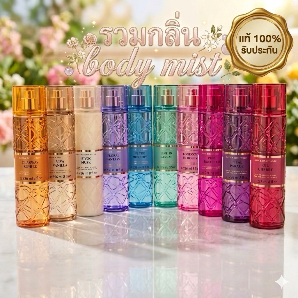 body mist รวมกลิ่น แท้💯%  bath & body works Viva Vanilla,Pink Obsessed,PetalParadeb,OnTheHorizon,OhCherry