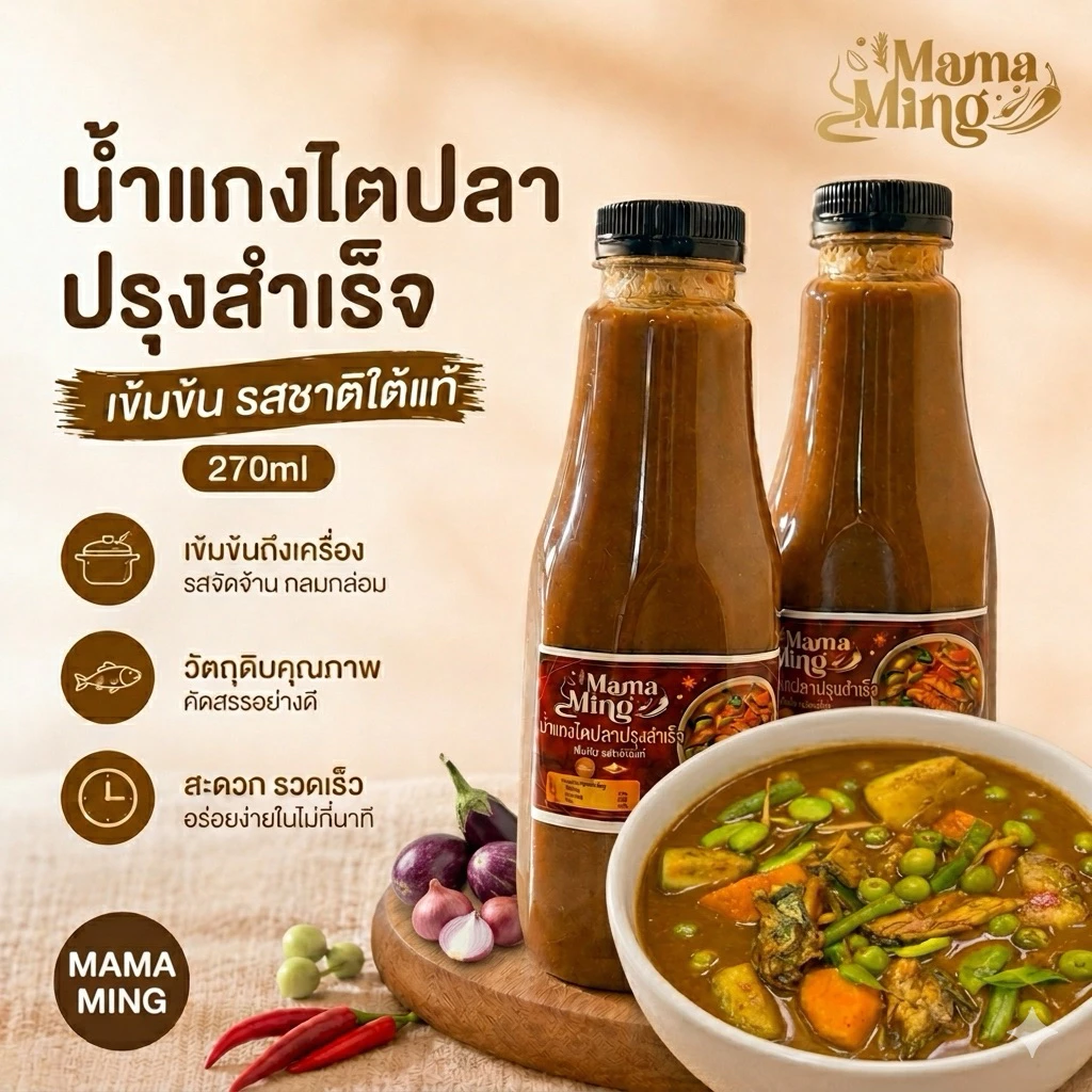 น้ำแกงไตปลาสำเร็จรูป เข้มข้นใต้แท้ 270ml อร่อยไม่ต้องปรุงเพิ่ม